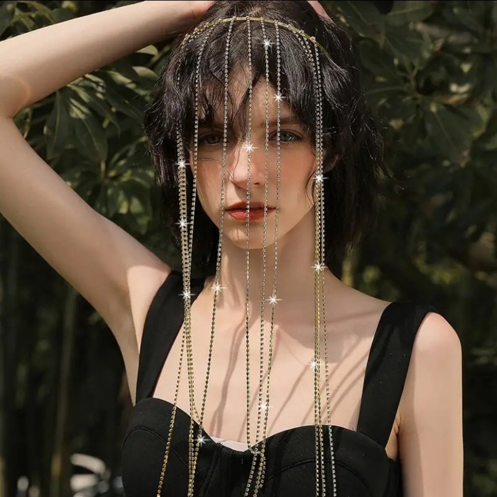 2 in 1 | Golden Sparkling Headband Hair Accessory Wedding Party Casual